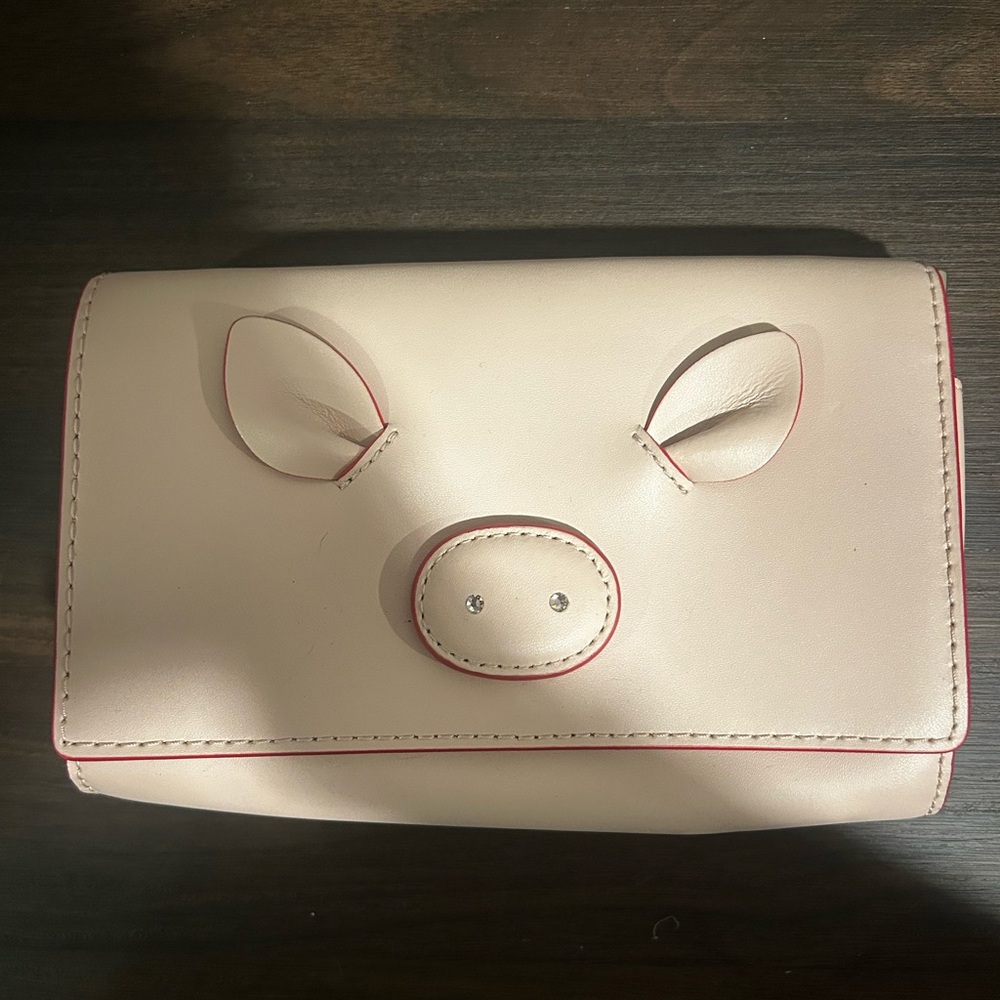 KATE SPADE Cute Pig Face Wallet in Cream and Pink